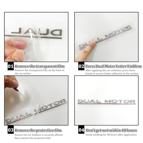 Image of Metal Dual Motor Emblem Badge 3D Letters Sticker Compatible with Tesla Model 3 /Y /X /S Accessories (Silver-Red Line)