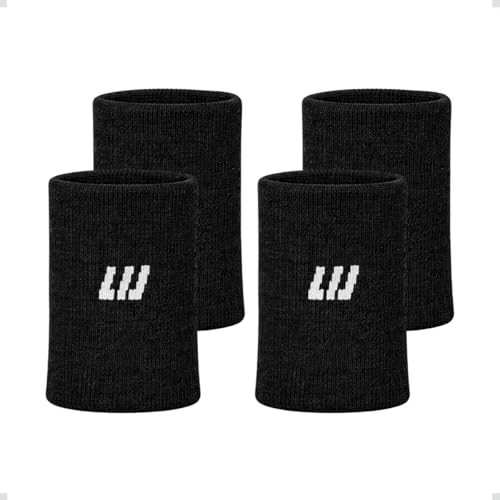 2 Pares Munhequeira Performance Pulse Tênis Crossfit Academia Unissex Seca Rápido Padel Beach Tennis (Preto, Único)