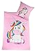 Kuscheli® Kinderbettwäsche Mädchen Einhorn Bettwäsche Set Unicorn Pony passend für Kinder Bettdecken 135x200 + Kissenbezug 80x80 rosa pink Pferde, Design - Motiv:Design 1