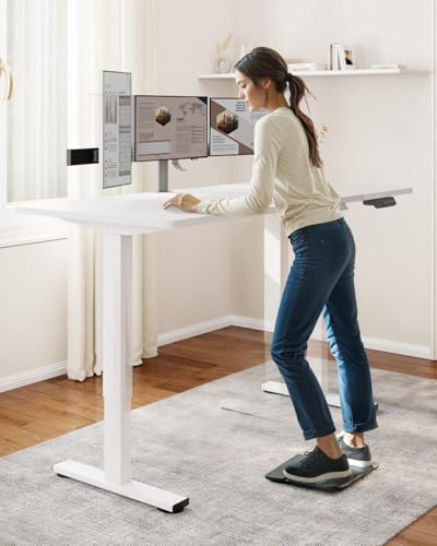 Image of SANODESK Dual Motor Electric Standing Desk 71 x 32 Inches, Height Adjustable Sit Stand Desk with Large Splice Board for Home Office, Computer Workstation, Study & Gaming, White Frame /White Top