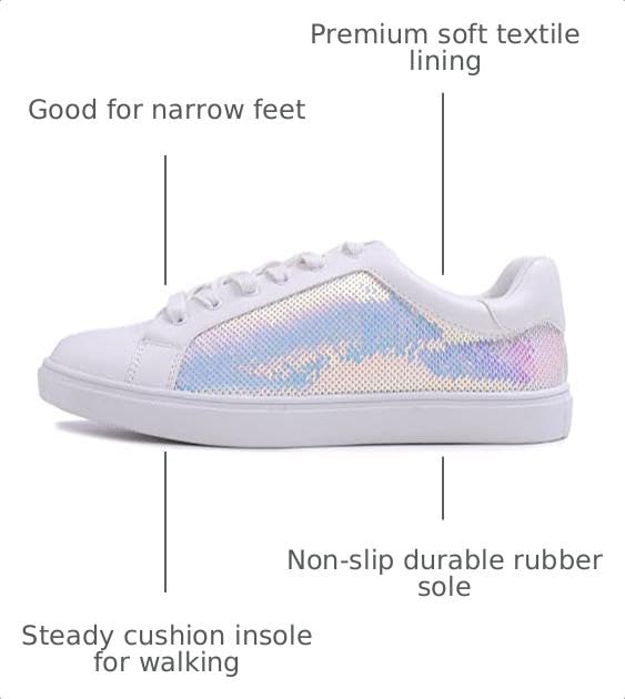 Image of FEVERSOLE Women's Fashion Dress Sneakers Party Bling Casual Flats Embellished Shoes