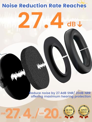 Image of Dr.meter Noise Cancelling Ear Muffs: EM100 SNR27.4 Ear Muffs for Noise Reduction - Kids Noise Cancelling Headphones with Adjustable Headband for Monster Truck Autism Sensory Mowing Firework-Black