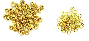 Nimida Multipurpose Eyelet/Grommet with Washer Made of Brass, Colour Golden,Size Outer Dia 7 mm, Inner 3 mm, Outer Height 5 mm and Inner 4 mm | 500 nos.
