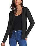Black Sweater Button Down V-Neck Long Sleeve Soft Knit Cardigan (L,Black)