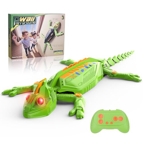 Gerbala Gecko Radiocommandé, Lezard Télécommandé Jouet Qui Escalade Murs et Plafonds, Lezard Qui Grimpe au Mur avec Yeux LED Lumineux, des Mouvements Réalistes, Cadeau pour Garçons et Filles 3+ Ans