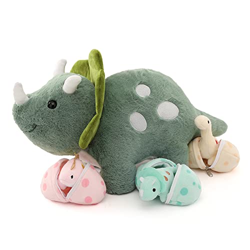 Karister 17.6In Plush Dinosaur Stuffed Animals,A Mommy Dinosaur With 3 Baby Dinosaurs,Triceratops, Tyrannosaurus Rex And Diplodocus. #TOP5