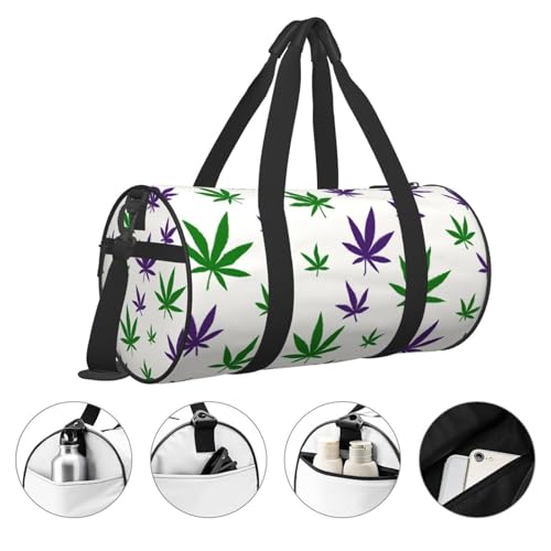 Sports Duffel Bag Green Weed Leaves Foldable Travel Tote Bag Weekender Sleepover Carry On Bag3
