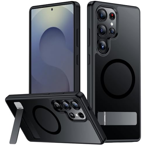 SPIDERCASE Magnetic for Samsung Galaxy S25 Ultra Case, [3 Stand Ways][ Military Grade Drop Protection] with Invisible Stand Slim Phone Case for S25 Ultra 5G,Black