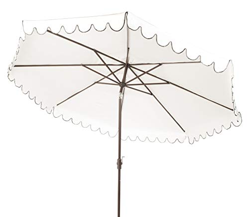 Safavieh Pat8110E Outdoor Venice White And Black 11-Foot Round Crank Uv Protected Umbrella #TOP26