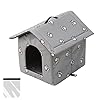 Casetta per Gatti per Esterni, Casetta per Gatti, Impermeabile, Cuccia Gatto Esterno Inverno con Tenda Timovibile (Grigio, M)