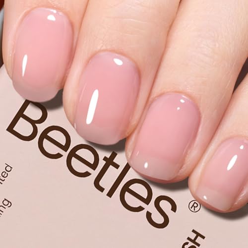 Beetles Nude Pink Gel Nail Polish, 15ml Neutral Sheer Pink Jelly Gel Polish Translucent Effect Nail Concealer Spring Summer Color Soak off UV French Nail Art Design DIY Manicure Gift for Women
