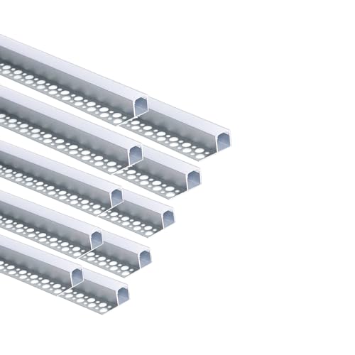 Besseto Plaster-in LED Channel 10 Pack 6.6FT/2 Meter Trim Edge Tile LED Strip Aluminum Channel...