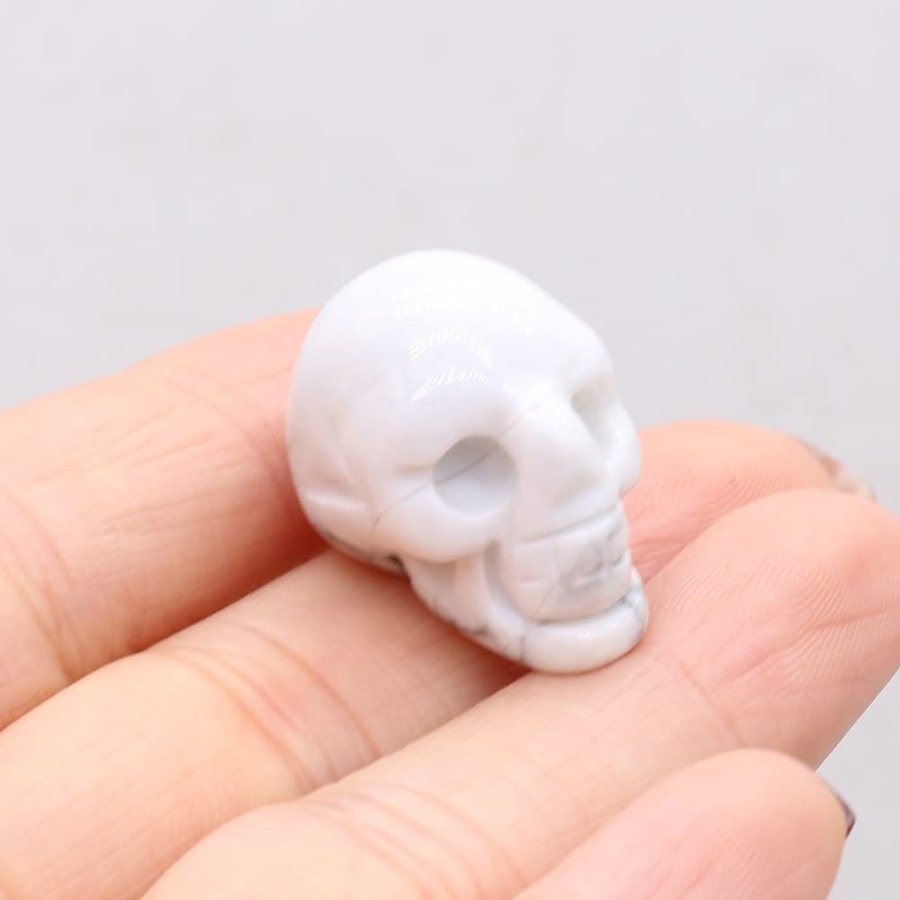 SnamicE Natural crystal rough Home Skull Statue Natural Crystals Stone Carved Opal Crafts Human Skull Statue Sculpture Ornaments Home Decoration,White Turquoise-1PC