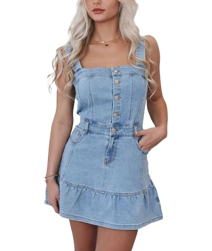 Robe en jean sans manches confortable avec poches latérales intégrées