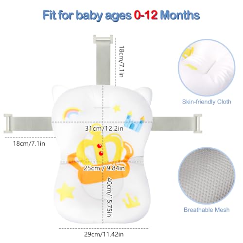 Image of Colorlife Baby Bath Seat Support Net Infant Bathing Seat Support Mat, Adjustable Comfortable Non-Slip Three-Pointed Baby Shower Net Bathtub Sit Up Mesh for Newborn 0-12 Months-White Crown(No Bathtub)