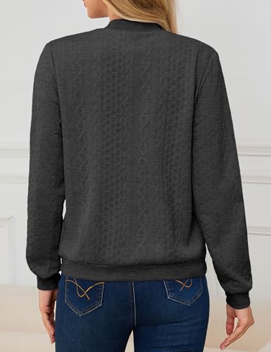 Image of Womens Full Zip Up Cardigan Sweater Casual Solid Long Sleeve Sweatshirt Coat with Pocket