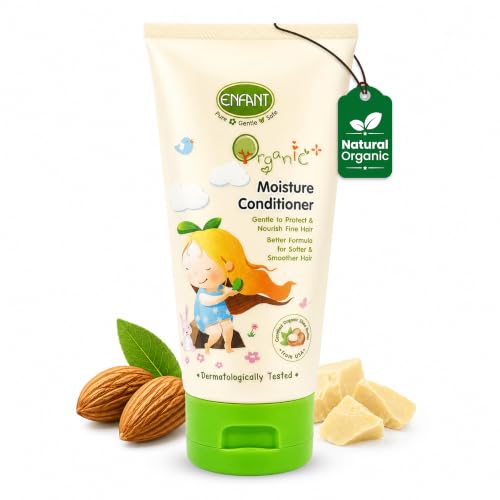 ENFANT Moisture Conditioner - Organic Baby Conditioner 180ML Gentle for Fine Hair Softer & Smoother Hair Shea Butter & Almond Oil Paraben Free Alcohol Free Hypoallergenic Safe from 6 Months