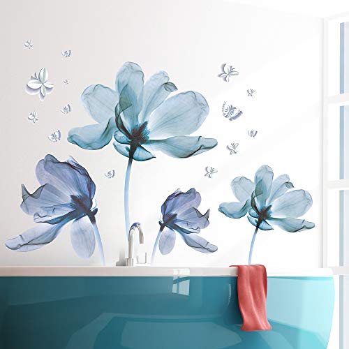 Vinilo Decorativo Floral 3D Removible Azul Claro 12x18" miniatura 6