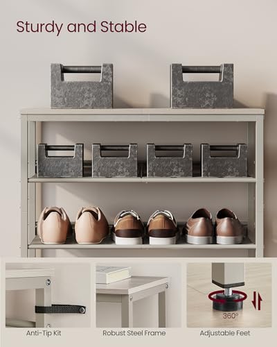 Image of VASAGLE Shoe Rack for Entryway, Freestanding, Adjustable, Industrial | 5-Tier Shoe Rack Organizer with Storage Shelves and Spacious Top, Cappuccino Beige and Oatmeal Beige ULBS038L01