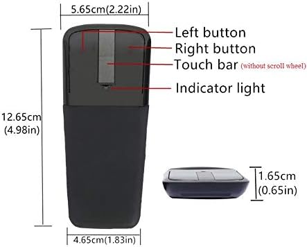 Bluetooth Wireless Mouse Arc Touch Portable Ergonomic Computer Mouse Folding Optical Mini Mice for Notebook Laptop Tablet Phone,Bluetooth-Black