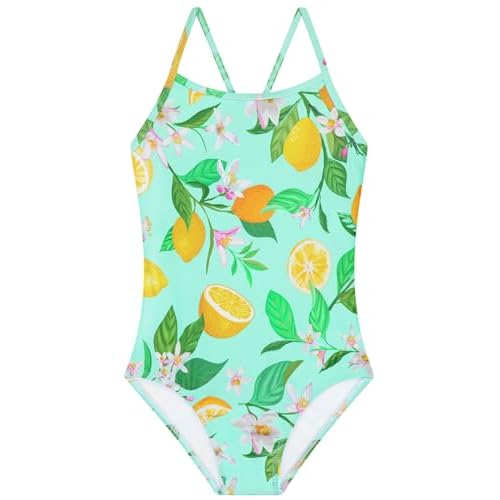 Girls One Piece Swimsuits Summer UPF 50+ Quick Dry Beach Bathing Suit Cross Shoulder Strap Swimwear 2-10 Years Blue Flower 2-3T