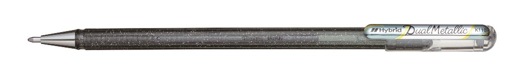 Pentel K110 Hybrid DualMetallic Gel Rollerball, 1.0mm Tip, Metallic Silver (Single Pen)