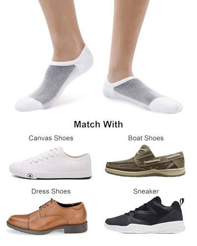SIXDAYSOX No Show Socks for Men 6/8 pack Cotton Thin Low Cut Non Slip for Loafer Flats Sneakers 5-8/9-11/12-153