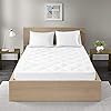 Madison Park Queen Mattress Protector Pad Waterproof Bed Cover, Breathable 300TC Sateen Cotton, Diamond Quilted Topper, Quiet Nights, Fitted Pocket Fits Up to 18 Inch, Machine Washable, White