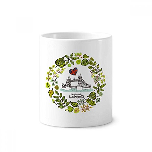 Tasse blanche de rangement pour brosse à dents et stylos design Londres