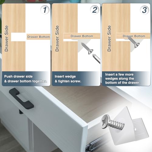 VFANDV Rückwandverbinder, Schrankrückwand Befestigung Kunststoff Rückwandhalter mit Schrauben Schubladenboden Verstärkung Rückwandverbinder Schubladen Keile Halter Stabilisatoren (40)