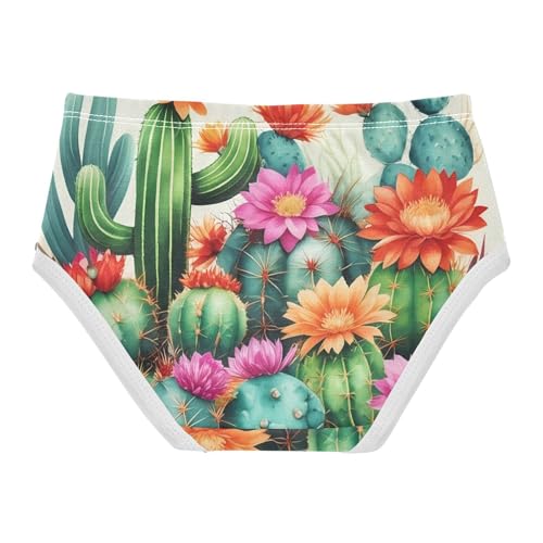 Stylish Girls Underwear Toddlers 2t Cotton Cute Panties Girl Vibrant Green Cacti Succulents Floral Underpants Briefs2