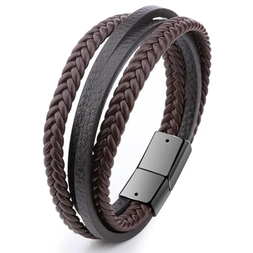 Bracelet en cuir multicouche pour hommes : bijoux vintage faits main style fashion