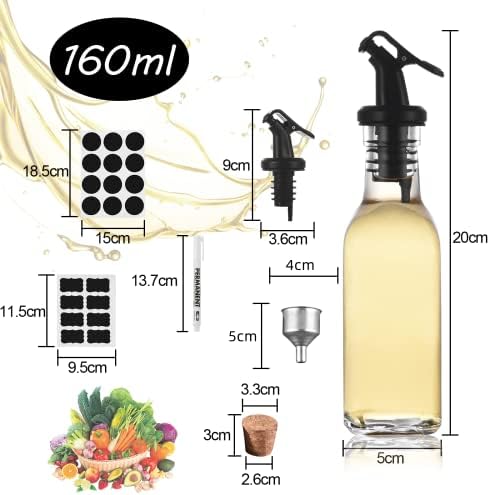 Miorkly Oil Bottle Brings You 6x160ml Oil Dispenser/6 Oil Pourer/6 Cork/3 Labels/1 Erasable Pen/1 Funnel Set, Perfect For Oil and Vinegar Bottles, Olive Oil Bottle, Cooking Oil Dispenser, Wine Bottles