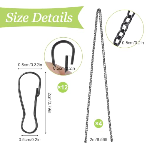Image of Picture Hanging Kit with 4Pcs 2M Frame Hanging Chains & 12Pcs Small Hooks, Heavy Duty Metal Display Chain for Photo Frames Artworks Mirror(Gunmetal Gray)