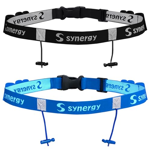 Synergy Running/Triathlon Race Day Number Belt (Black/Blue 26 2-Pack)