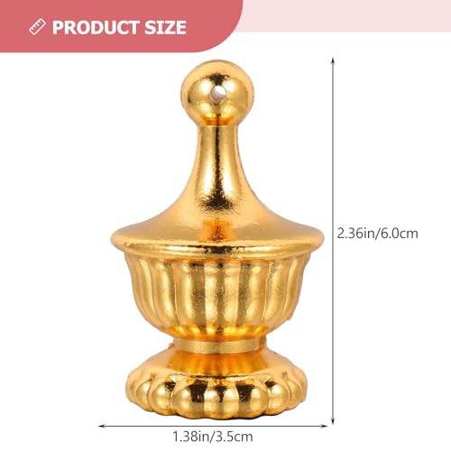 Image of Veemoon 4pcs Lamp Finials Decoration, Gold Lamp Cap Antique Knob Retro Finials Cap Tapped of Tops Finial Parts for Bedside, Table, Floor