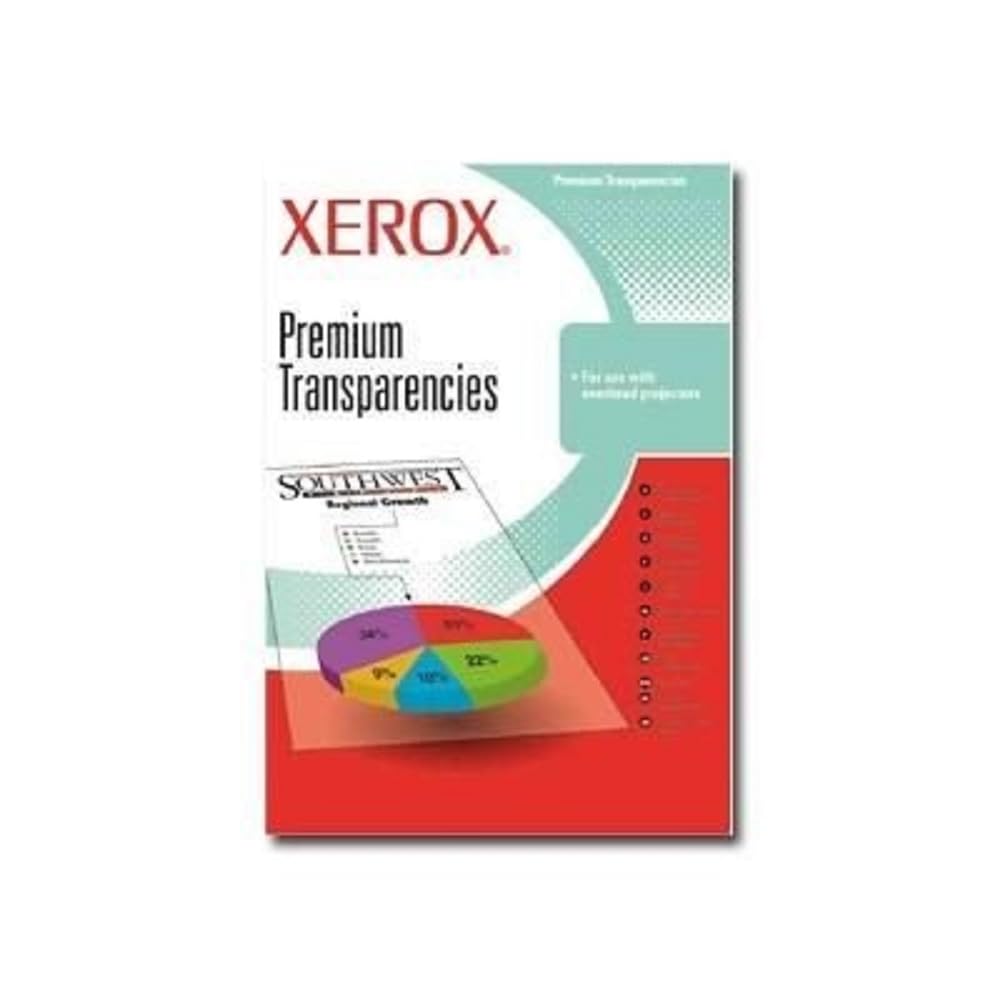 Xerox 003R98205 Premium Farb-Overheadfolie Packung mit 50 Blatt in DIN A4, für Laser- und Farblaser, klar