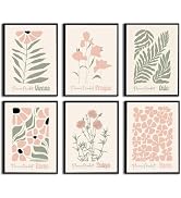 Boho Botanical Flower Canvas wall Art Blush Pink Flower Market Sage Green Painting Pictures Wall ...