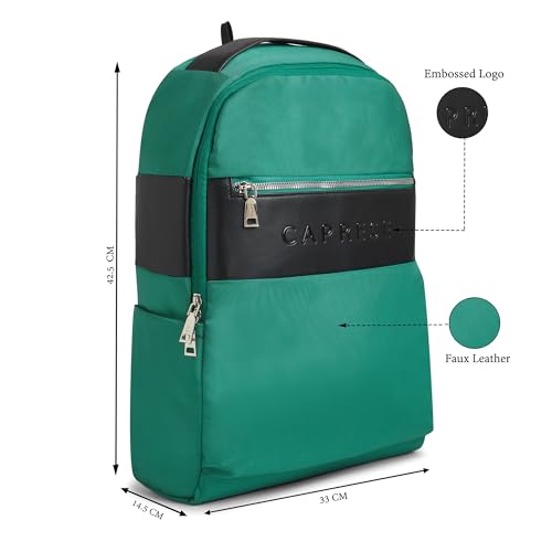 Image of Caprese Jupiter 20L Laptop Backpack Large | Stylish Color Block Business Bag | 3 Compartments with Padded Laptop Sleeve | Front & Side Pockets | Spacious & Durable Travel Backpack for Women