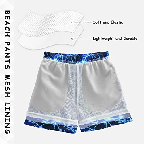Blue Electric Lightning Boys Swim Trunks Toddler Swim Shorts Swimsuit for Beach Hawaii Vacation M4