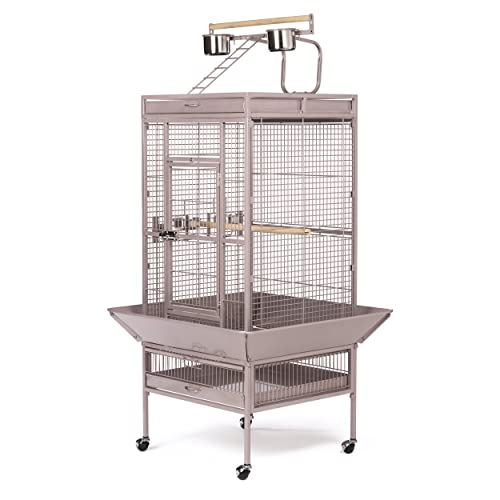 Image of Prevue Pet Products Playtop Bird Cage - Medium Cage with Wheels for Parrots, Conures, Cockatiels, & Similarly Sized Birds, with Rolling Stand and Seed Guard - Blush Finish