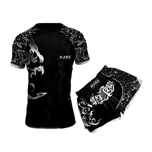 VSZAP Anatomic Cut Herren und Damen Muay Thai Shorts Boxanzug UFC Kampfanzug Atmungsaktiv und Schnelltrocknend MMA Mixed Martial Arts Ausrüstung Silber-XXL Cover