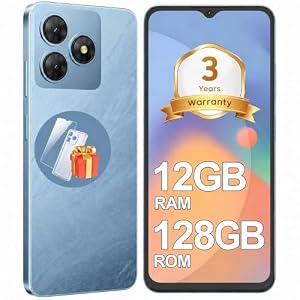 Mobile Phones Unlocked, Android Phone (3YRW), 6.56 Inch, 12GB +128GB, Blue