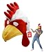 Fuzzy Chicken Hat Mask Costume Accessory, One Size Red/White/Yellow