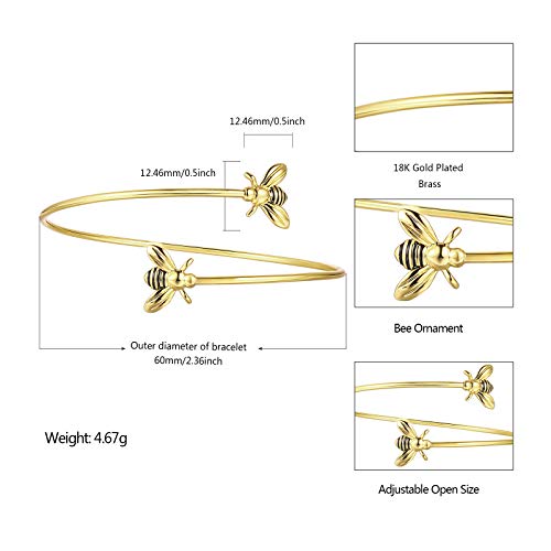 Lazluvu Bee Bracelets For Women Adjustable Gold Plated Honey Bee Bracelet Animal Bangle Bracelets Jewelry For Teen Girls Bee Lovers #TOP3