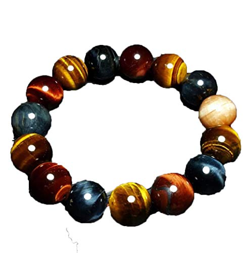 Bracelet œil de tigre naturel avec perles multicolores de 12mm, le cadeau idéal à offrir