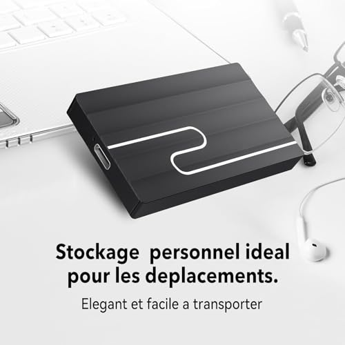 Disque dur externe 2To mince contre la saturation PC et Mac, sauvegarde sécurisée noire - 4