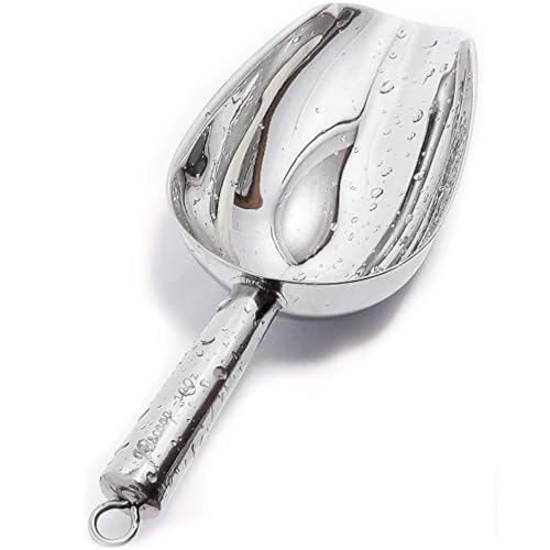JBscoop Stainless Steel Scoop for ice, 9.6 Inch Metal Food Scoop Kitchen Bar Party Wedding Heavy Duty Dishwasher Safe - 8 Oz