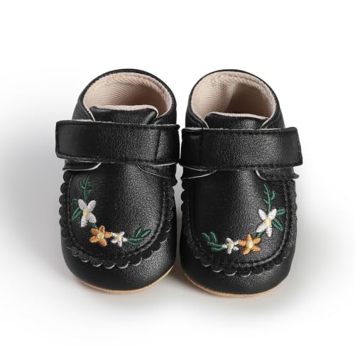 Image of HsdsBebe Baby Boys Girls Pu Leather Hard Bottom Walking Sneakers Toddler Rubber Sole First Walkers Infant Cartoon Slippers Crib Shoes