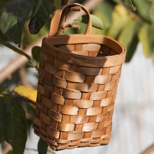 Cesta pequeña cesta tejida compacta de madera para flores y plantas secas 8